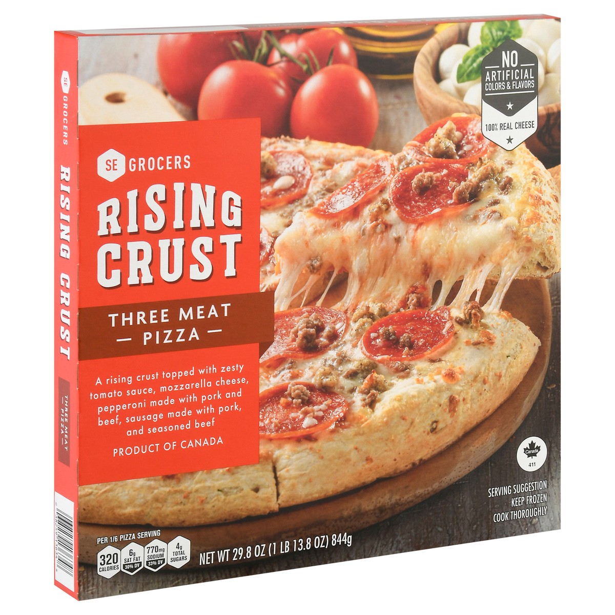 slide 4 of 14, Se Grocers Rsng Crst 3Meat Pza, 29.8 oz