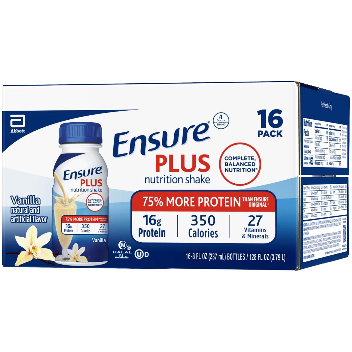 slide 3 of 9, Ensure Plus Nutrition Shake - Vanilla, 16 ct; 8 oz