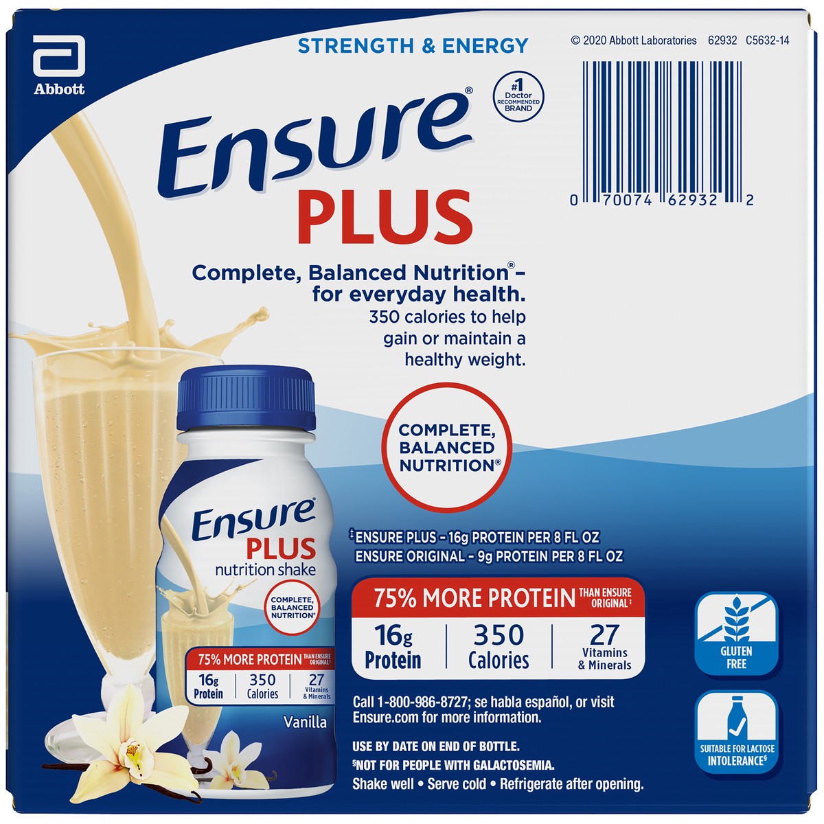 slide 4 of 9, Ensure Plus Nutrition Shake - Vanilla, 16 ct; 8 oz