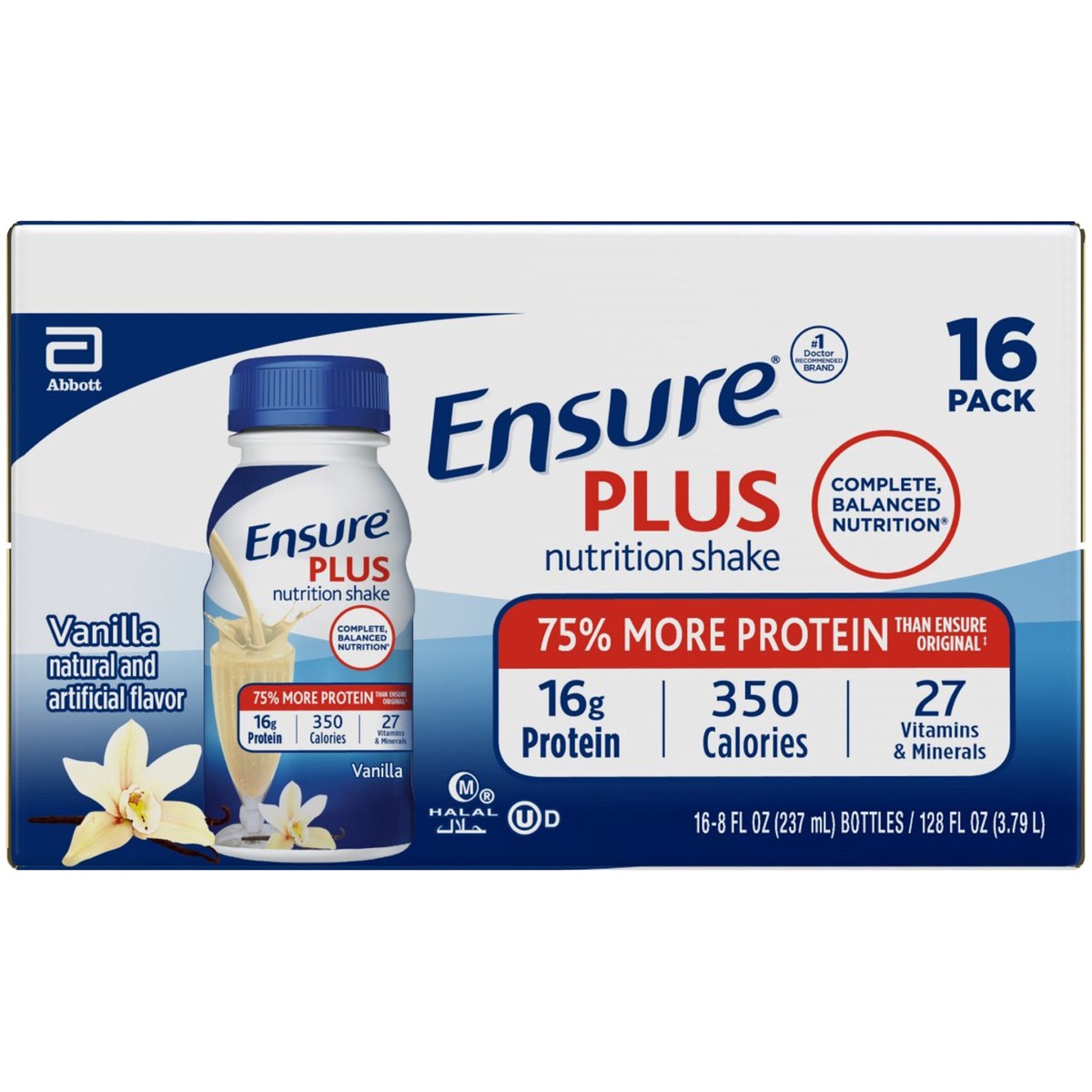 slide 6 of 9, Ensure Plus Nutrition Shake - Vanilla, 16 ct; 8 oz