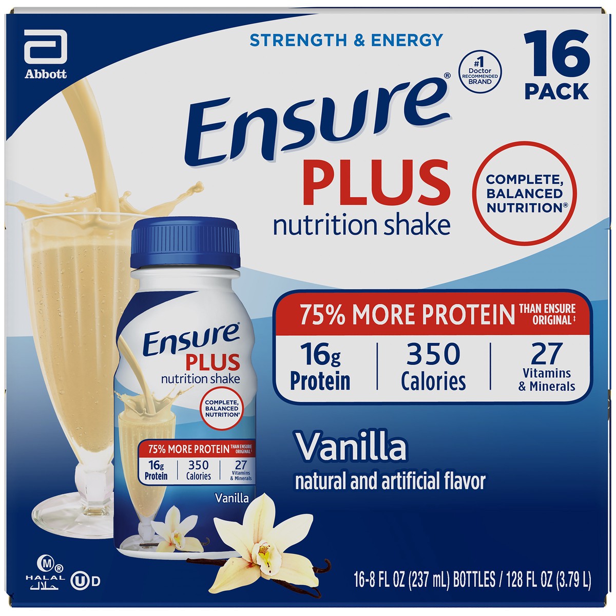 slide 9 of 9, Ensure Plus Nutrition Shake - Vanilla, 16 ct; 8 oz