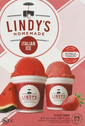 Lindy's Homemade Italian Ice Fat Free Gluten Free Watermelon & Strawberry - 6 Fl. Oz.