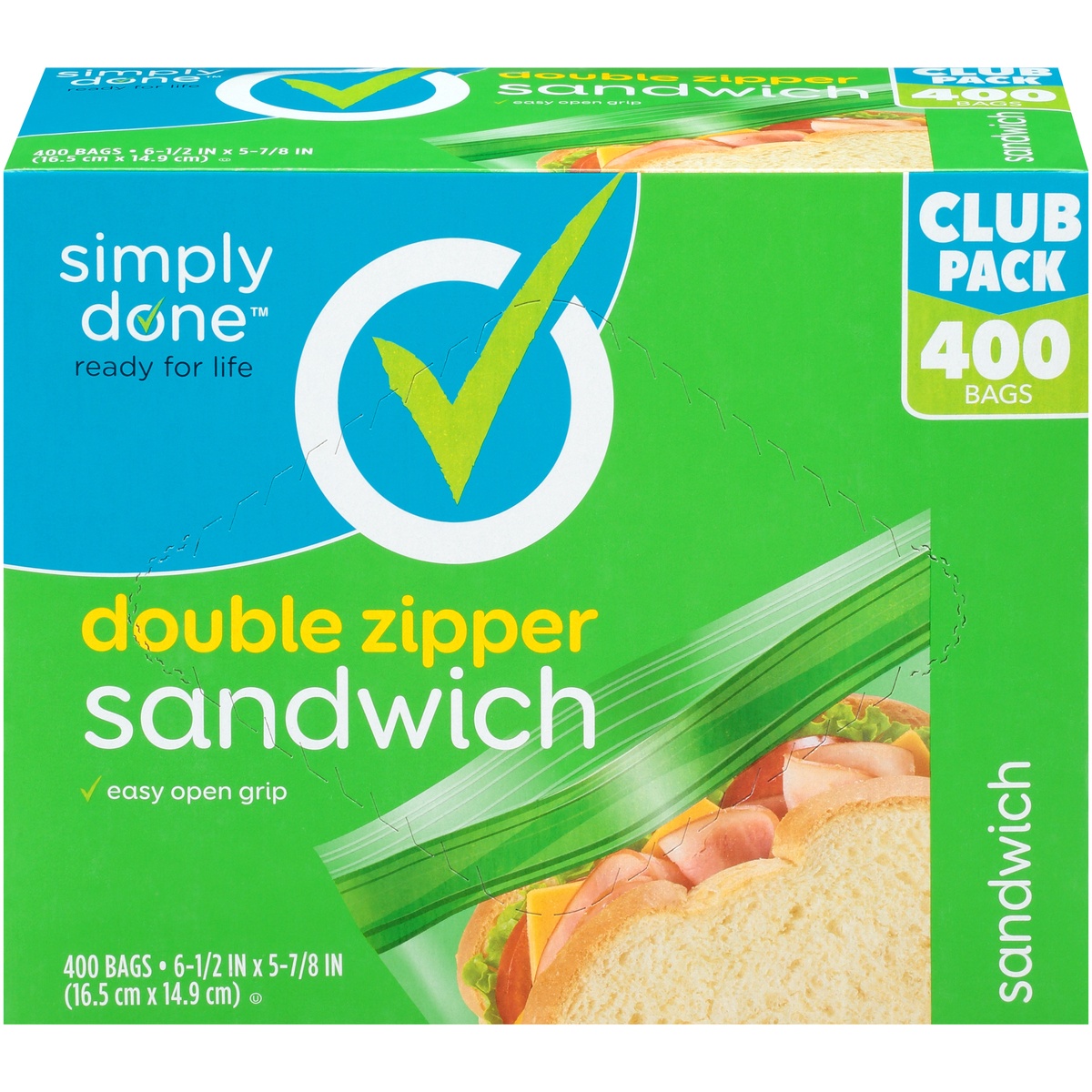 slide 1 of 1, Simply Done Sandwich Bag Reclosable, 400 ct