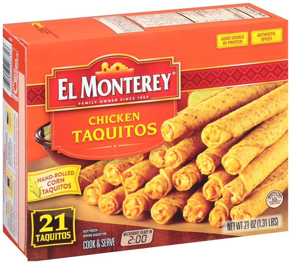 slide 1 of 1, El Monterey Taquitos, Chicken, 21 oz