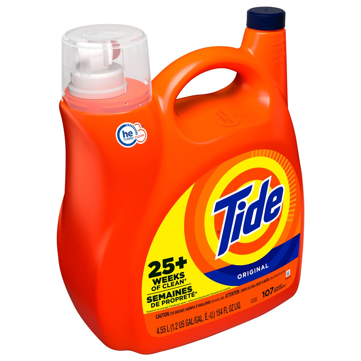 slide 6 of 7, Tide Liquid Laundry Detergent, Original, 107 loads, 154 fl oz, HE Compatible, 154 fl oz