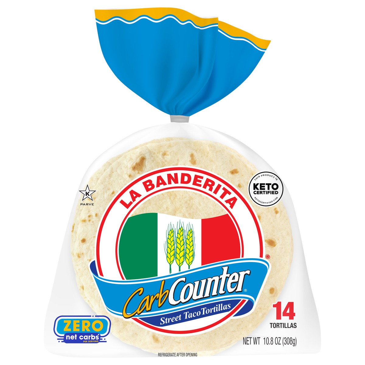 slide 1 of 1, La Banderita Carb Counter Street Taco, 4.5" Tortilla, Keto Certified, 14 ct