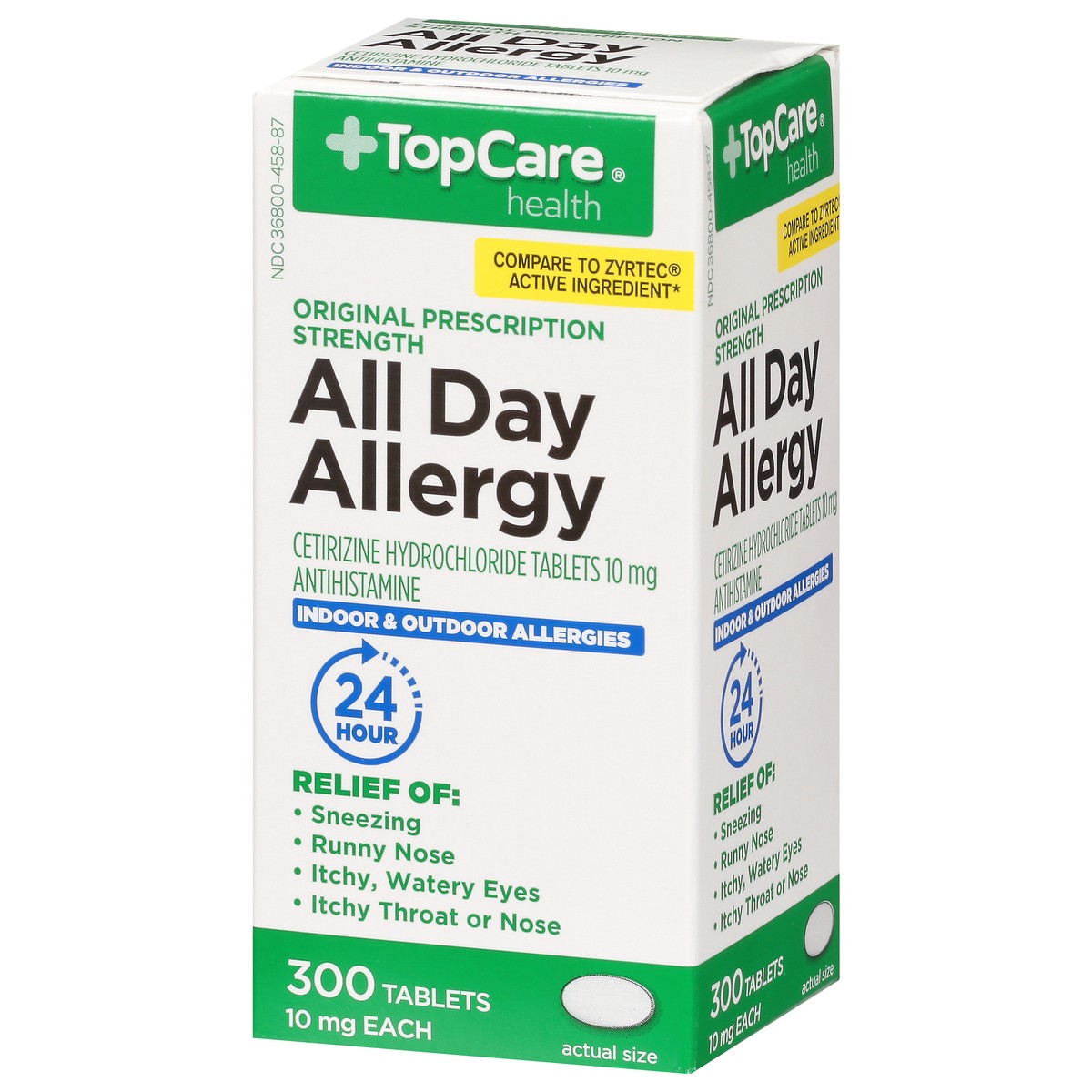 slide 3 of 15, TopCare Health Original Prescription Strength 10 mg All Day Allergy 300 Tablets, 300 ct