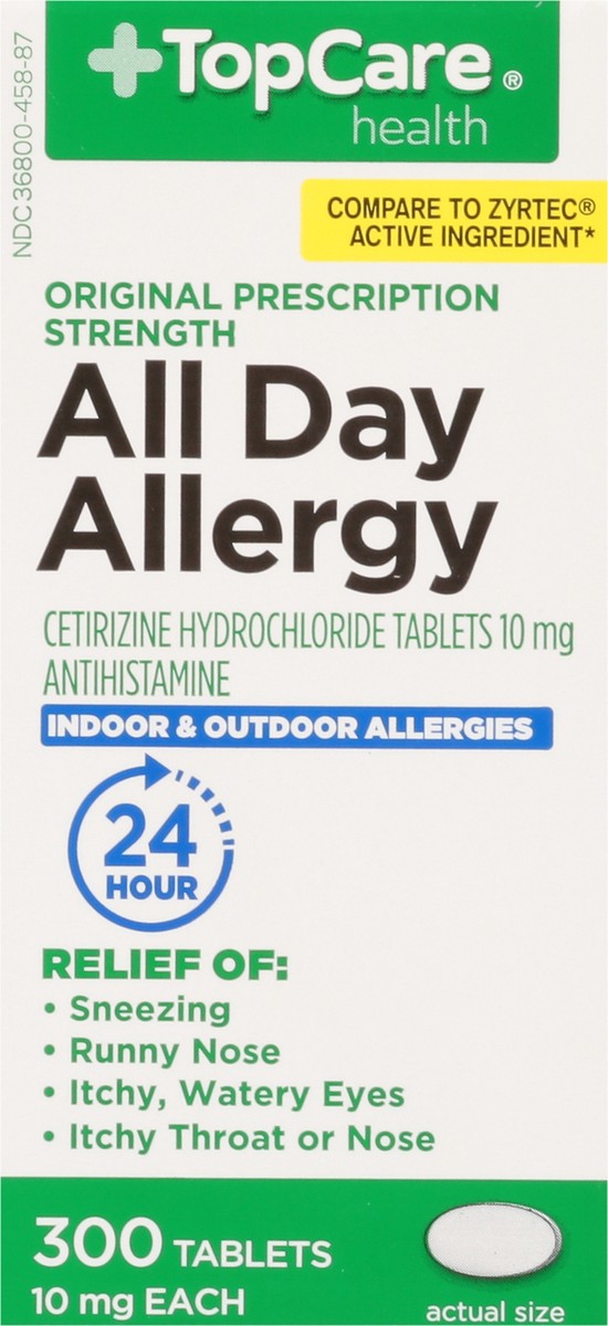 slide 11 of 15, TopCare Health Original Prescription Strength 10 mg All Day Allergy 300 Tablets, 300 ct