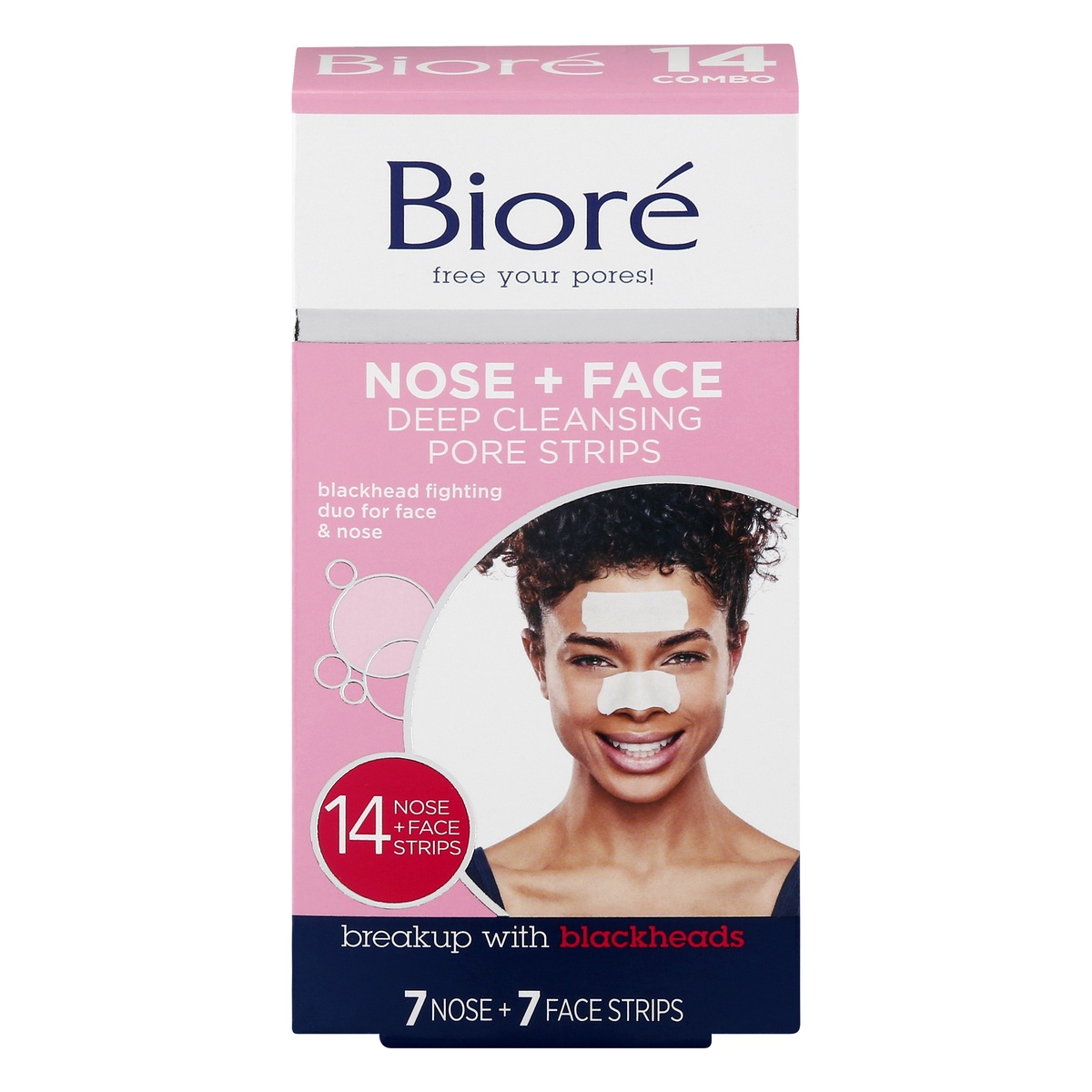 slide 1 of 1, Biore Deep Cleansing Nose Face Pore Strips, 14 ct