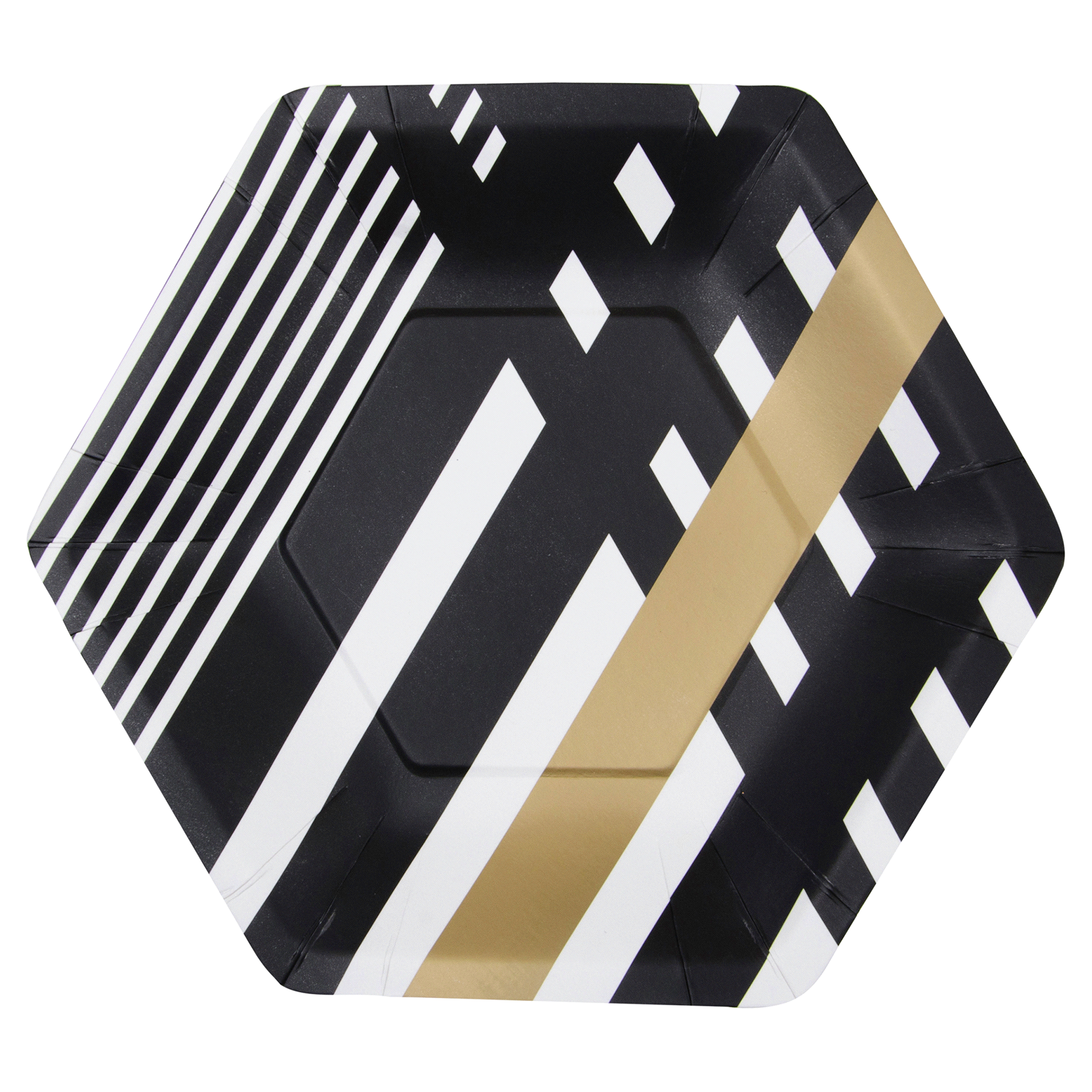 slide 1 of 1, Papyrus Black Gold Dessert Plate, 1 ct