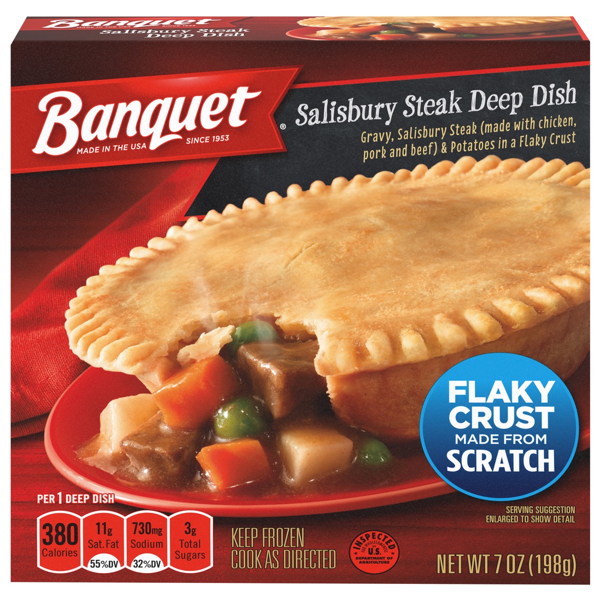 slide 1 of 5, Banquet Salisbury Steak Deep Dish 7 oz, 7 oz