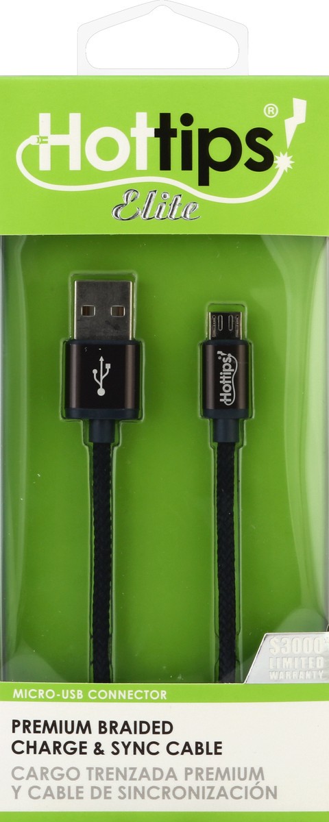 slide 1 of 5, Hottips! Hottips Elite Premium Braided Charge And Sync Cable 4Ft, 1 ct