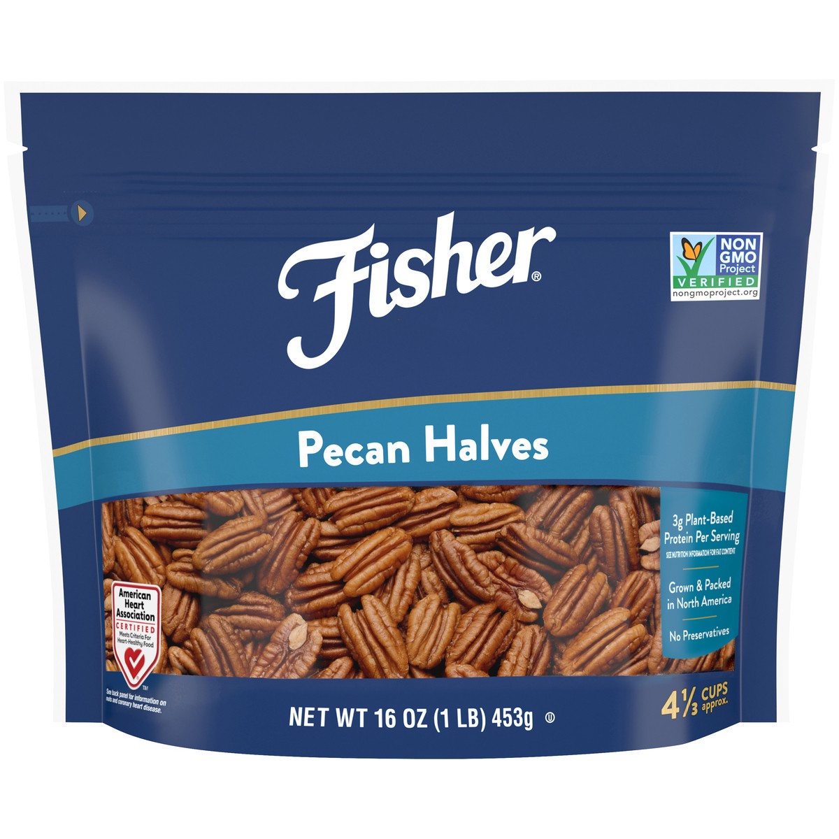 slide 1 of 9, Fisher Pecan Halves 16 oz, 16 oz