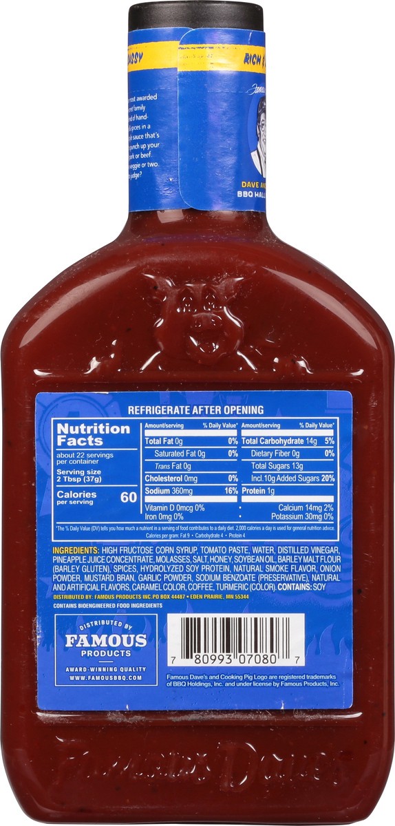 slide 6 of 9, Famous Dave's Mild Kansas City-Style Rich & Sassy BBQ Sauce 29 oz, 29 fl oz