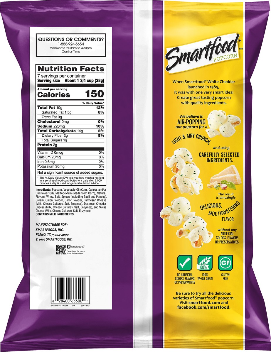 slide 3 of 5, Smartfood Parmesan Garlic Popcorn, 7 oz