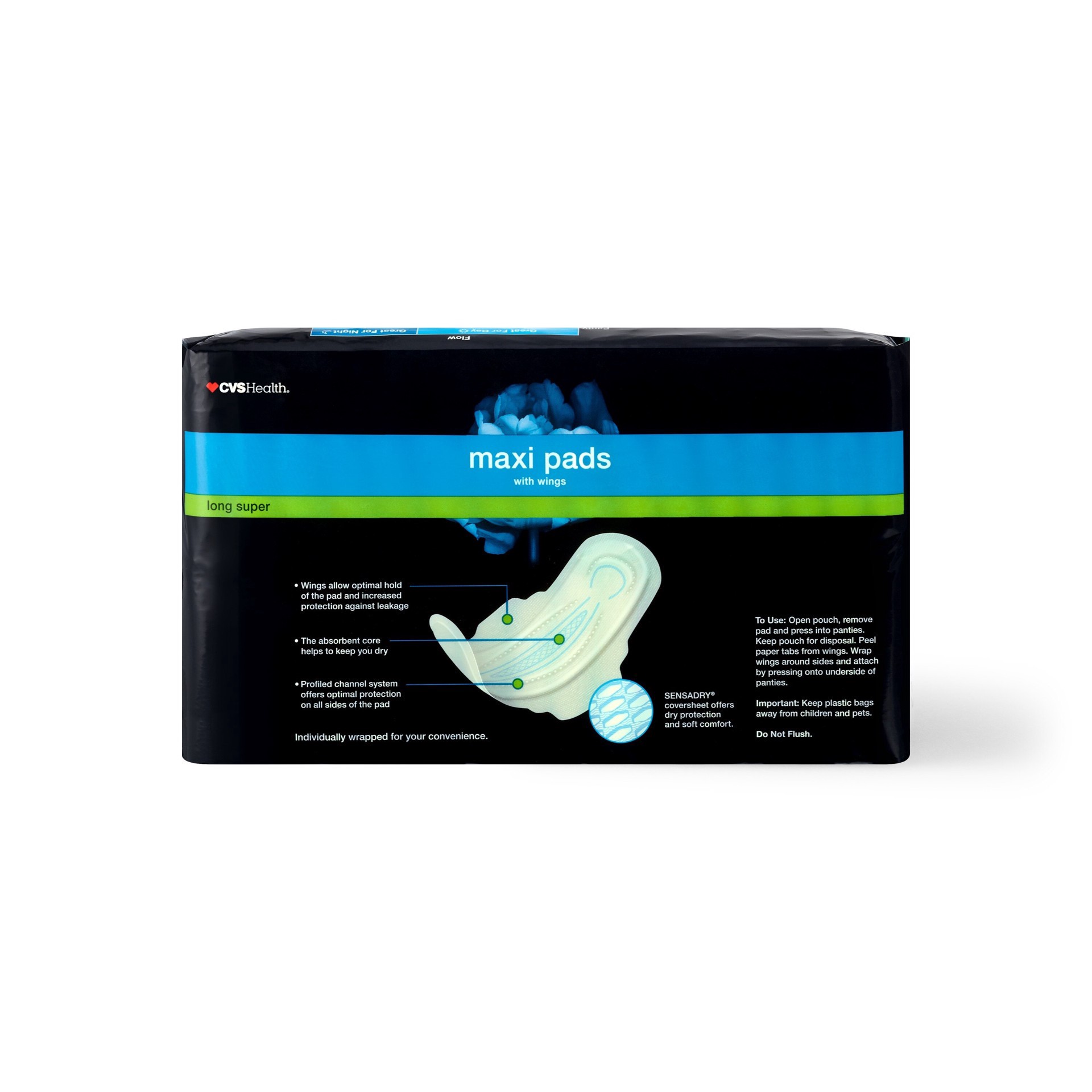 slide 7 of 7, Cvs Maxi Pads With Wings, Long Super, 32 Ct, 32 ct