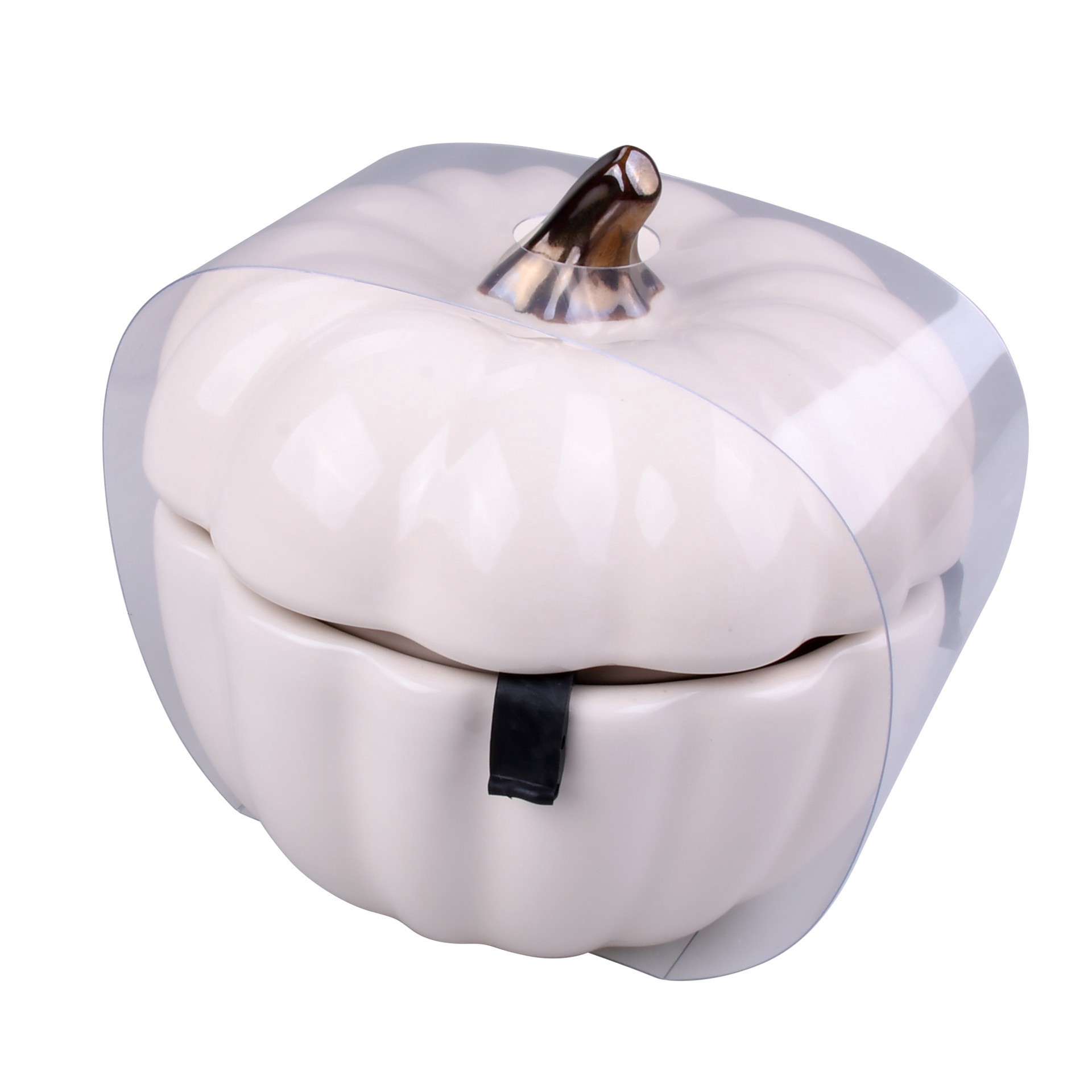slide 4 of 6, 4.75" Cream Ceramic Pumpkin Cocotte By Makery, 4.75 in