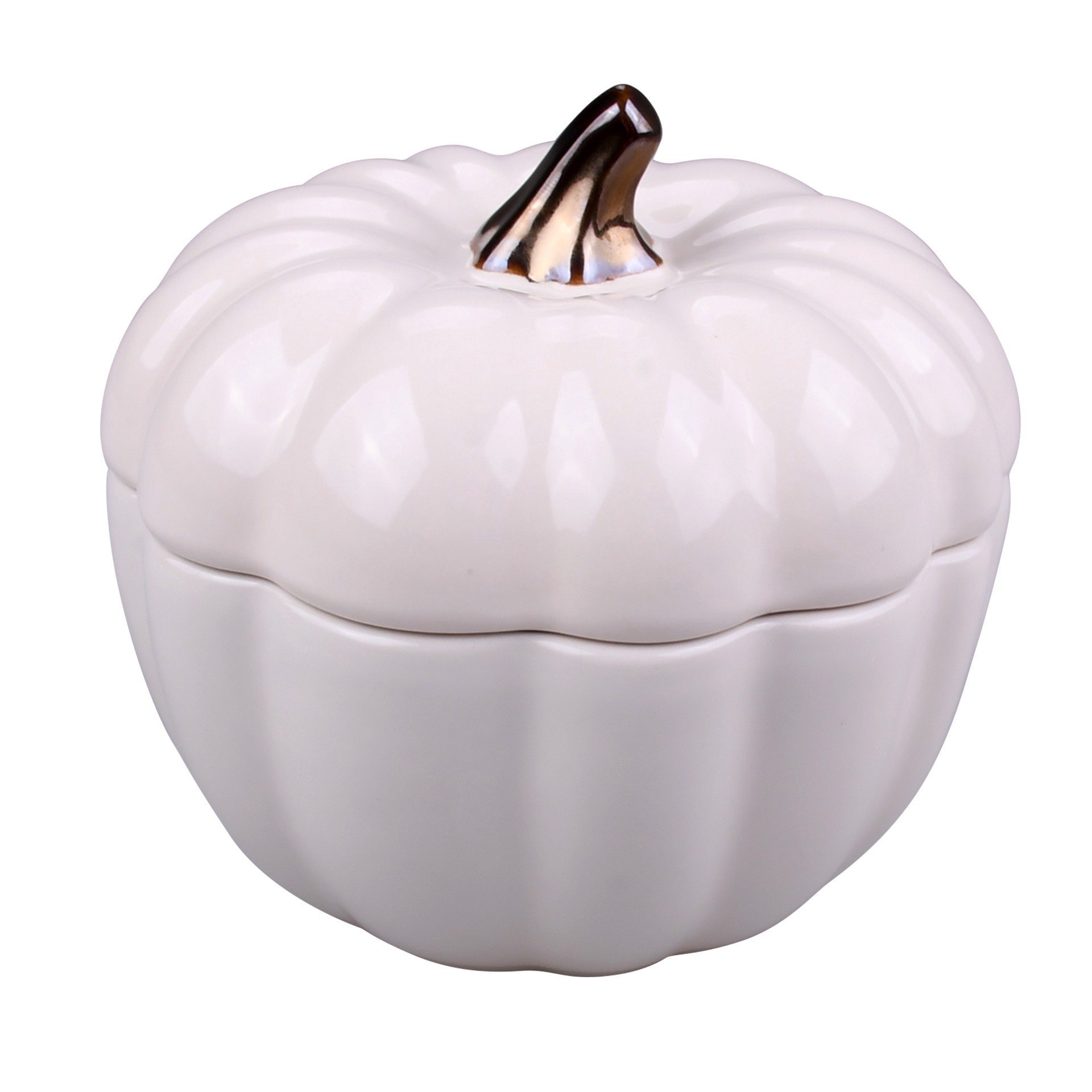 slide 3 of 6, 4.75" Cream Ceramic Pumpkin Cocotte By Makery, 4.75 in