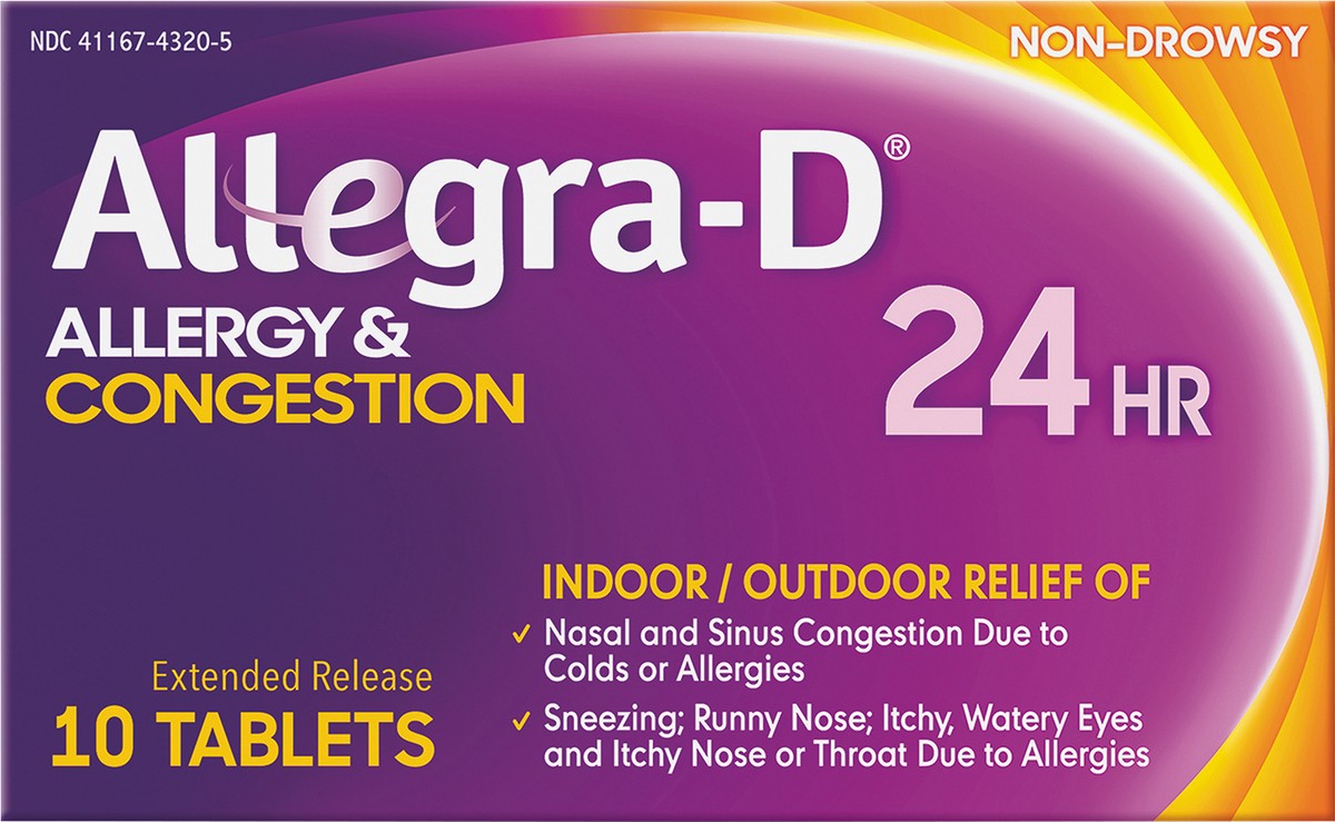 slide 4 of 7, Allegra-D Allegra D Allergy & Congestion 10 ea BAG, 