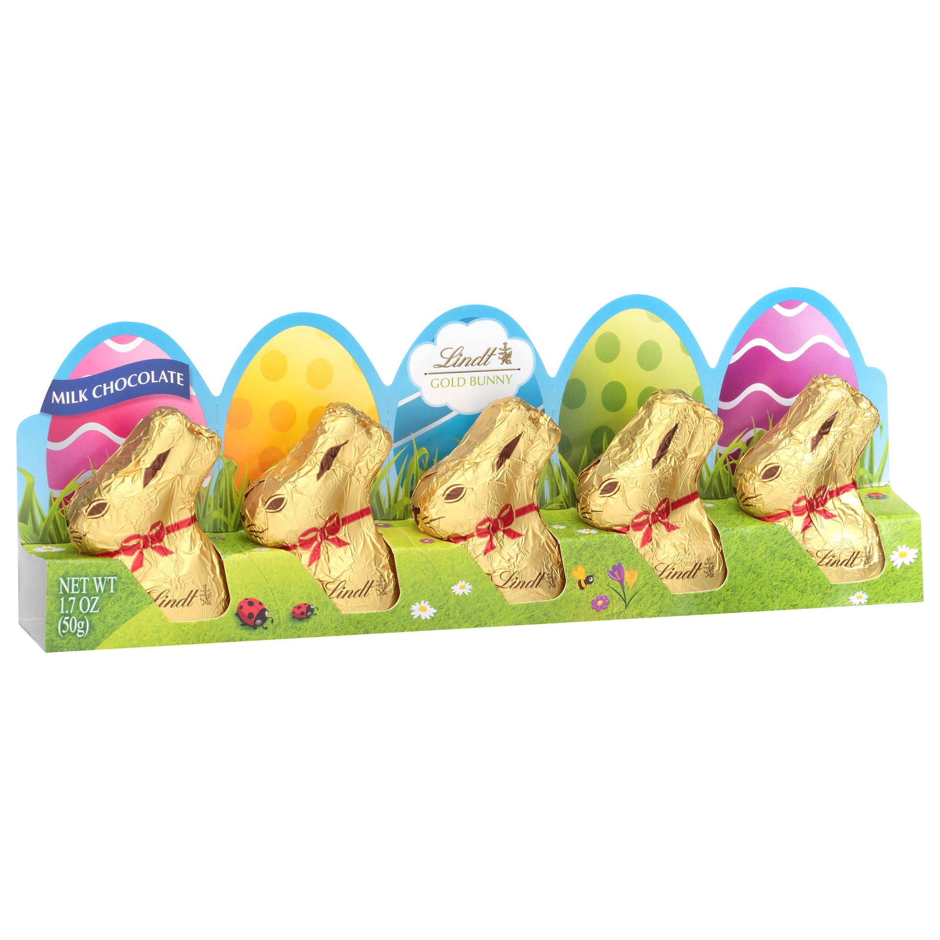 slide 1 of 3, Lindt GOLD BUNNY Milk Chocolate, Hollow Mini Milk Chocolate Candy Bunny, 1.7 oz. Pack, 1.7 oz