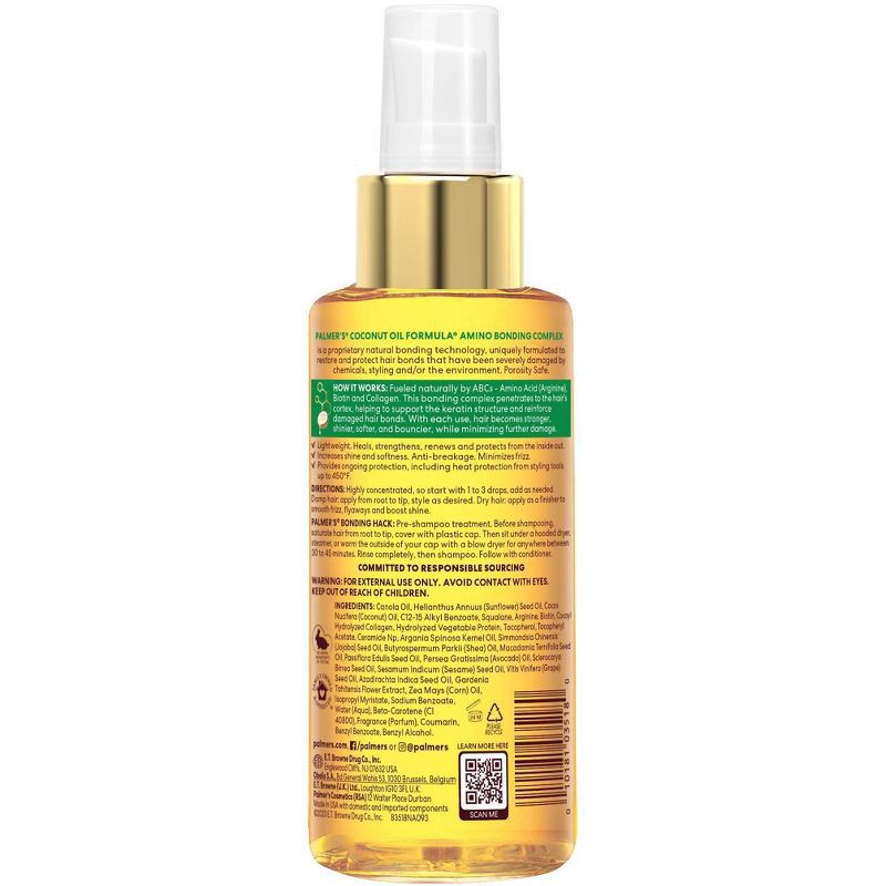 slide 10 of 10, Palmer's Coconut Oil Formula Amino Bonding Complex Bonding Healing Oil 4 fl oz, 4 fl oz