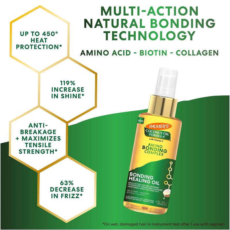 slide 4 of 10, Palmer's Coconut Oil Formula Amino Bonding Complex Bonding Healing Oil 4 fl oz, 4 fl oz