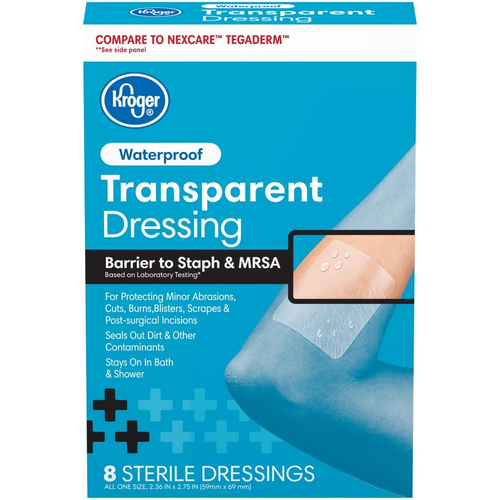 slide 1 of 1, Kroger Waterproof Transparent Dressing, 8 ct