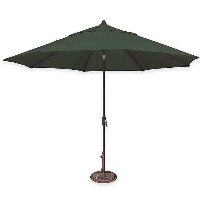 slide 1 of 1, SimplyShade Lanai Octagon Aluminum Solefin Market Umbrella - Forest Green, 11 ft