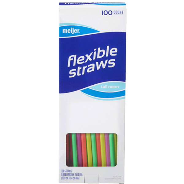 slide 1 of 1, Meijer Flexible Straws, 100 ct
