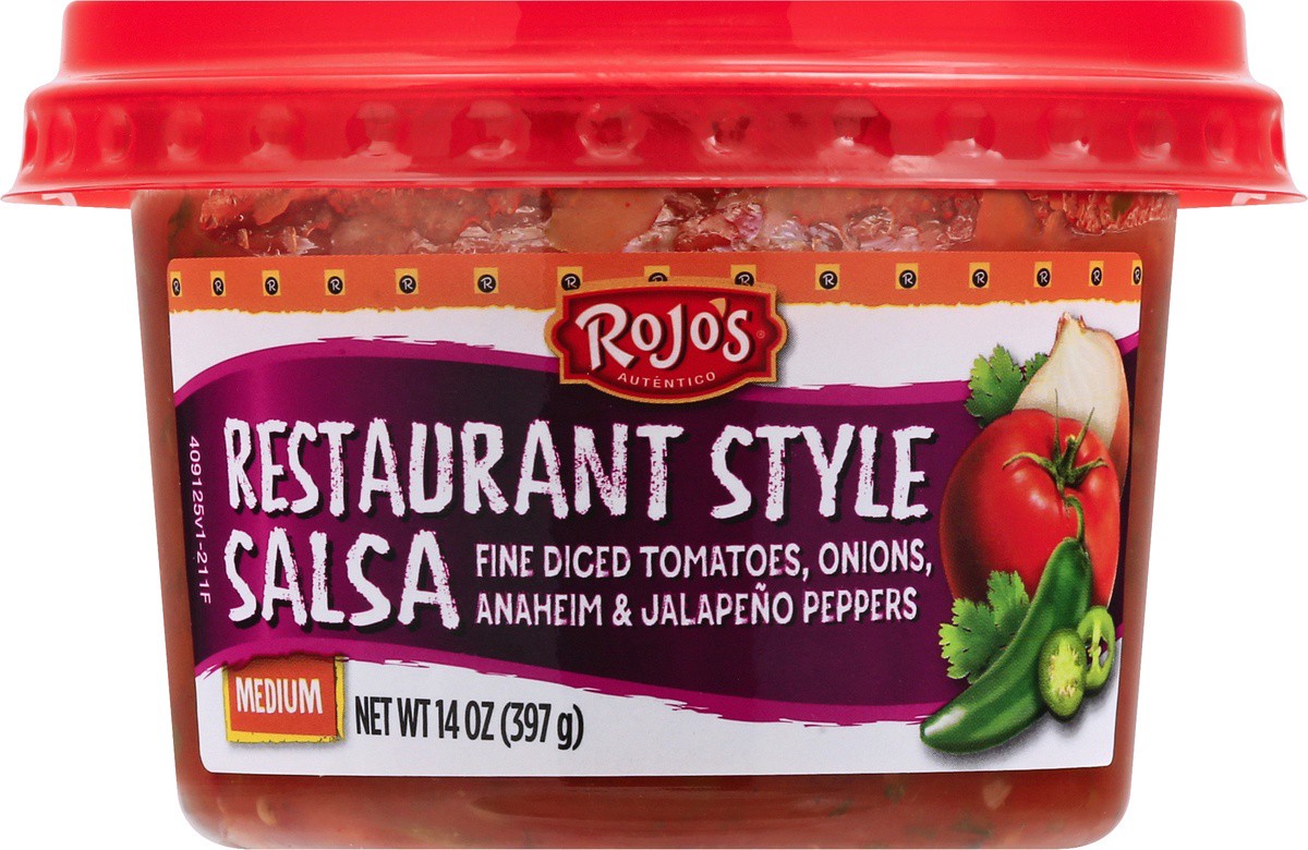 slide 3 of 9, Rojo's Rojos Salsa, Medium, Restaurant Style, 14 oz