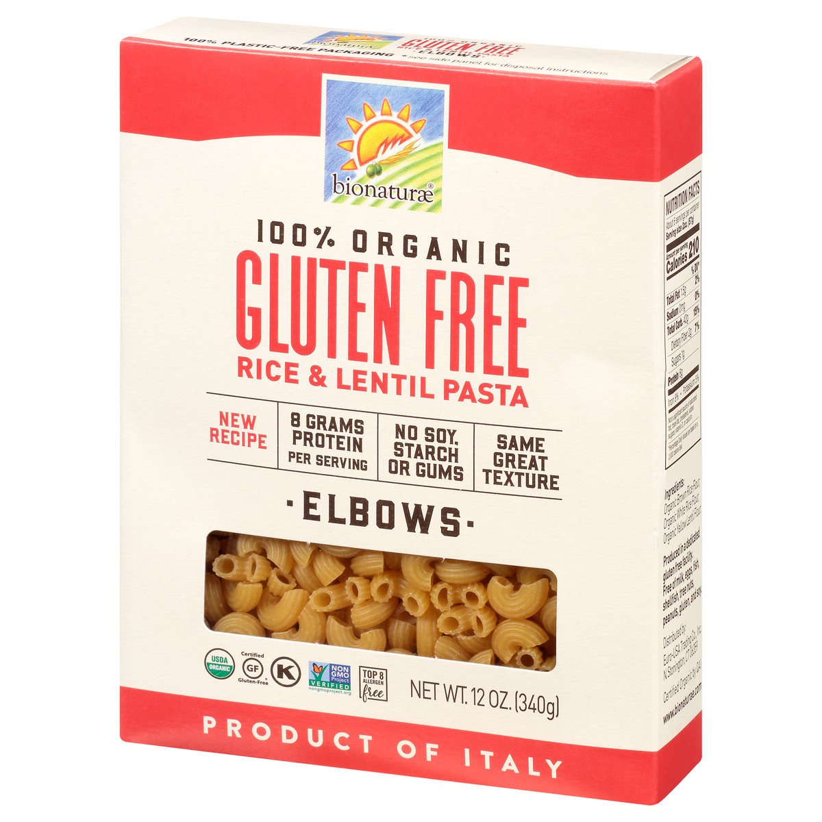 slide 2 of 10, bionaturae Gluten Free Organic Elbows Rice & Lentil Pasta 12 oz, 12 oz