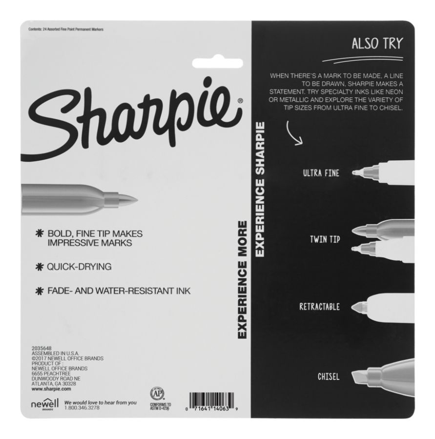 slide 2 of 4, Sharpie Permanent Fine-Point Markers, Assorted Colors, 24 ct