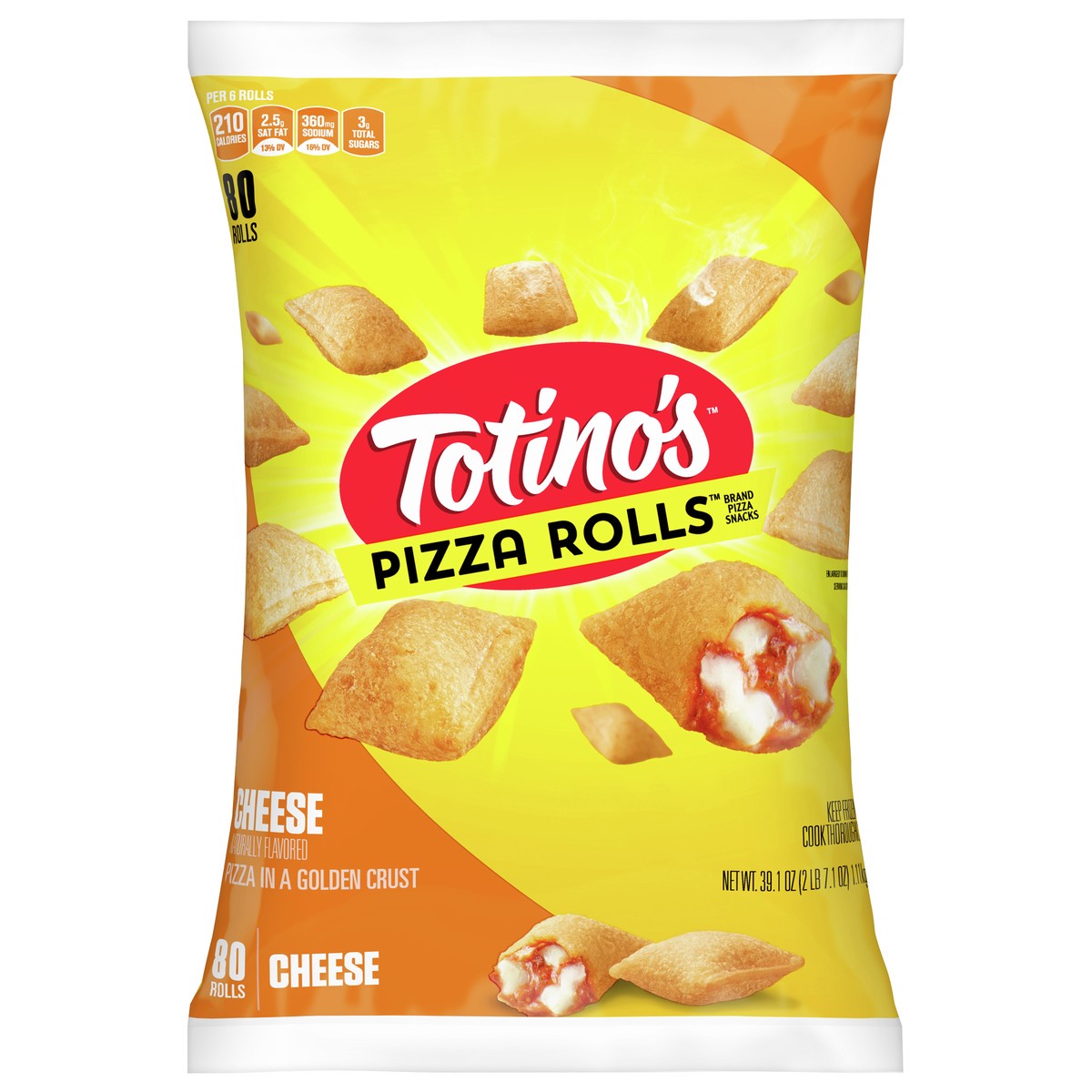 slide 1 of 1, Totino's Pizza Rolls, Cheese Flavored, Frozen Snacks, 39.1 oz, 80 ct, 80 ct