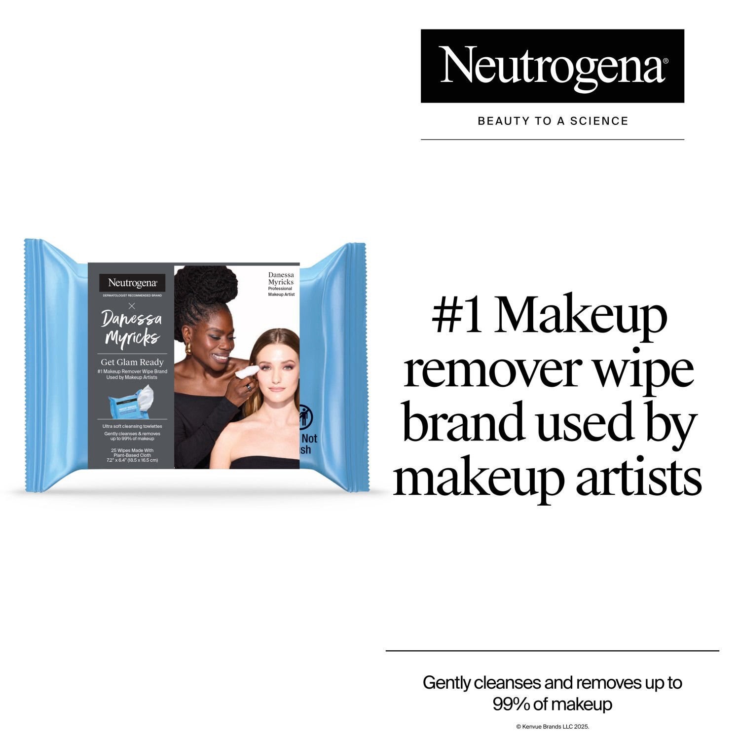 slide 5 of 7, Neutrogena x Danessa Myricks 'Get Glam Ready' Makeup Remover Wipes, 25 Count, 25 ct