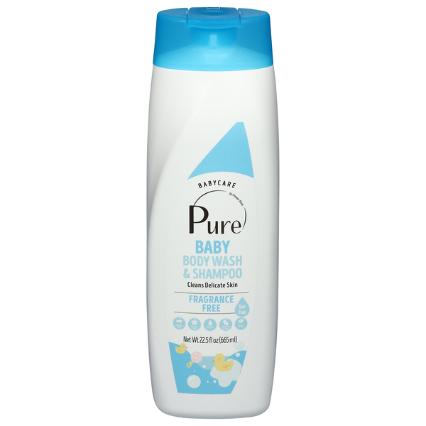 slide 1 of 1, Pure Baby Fragrance Free Body Wash & Shampoo, 22.5 oz