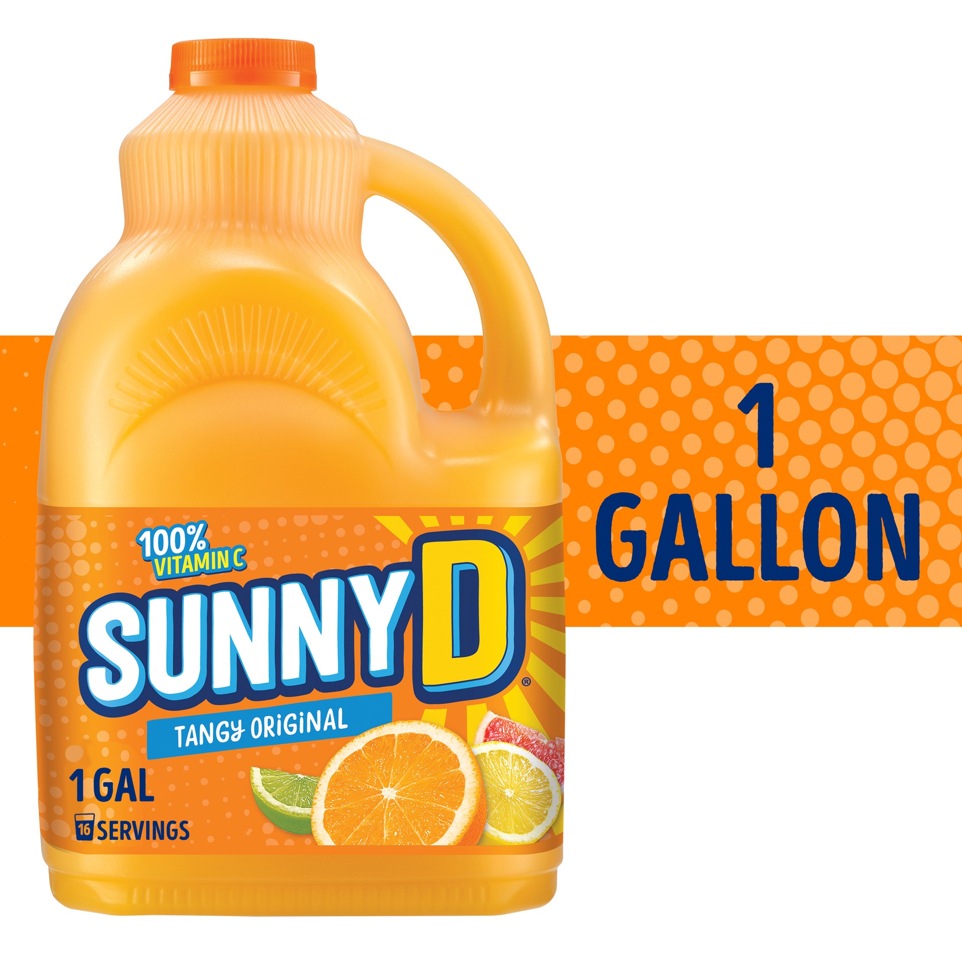 slide 1 of 10, SUNNYD Tangy Original Orange Juice Drink, 1 Gallon Bottle, 128 fl oz