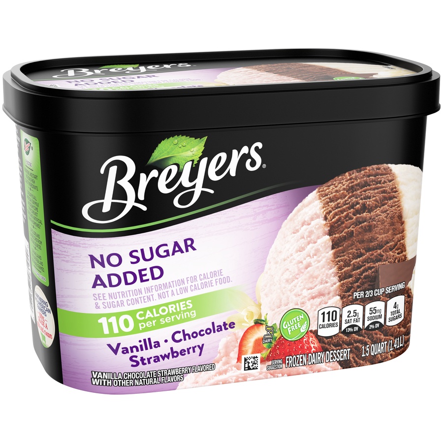 slide 2 of 7, Breyers No Sugar Added Vanilla Chocolate Strawberry Ice Cream, 48 oz