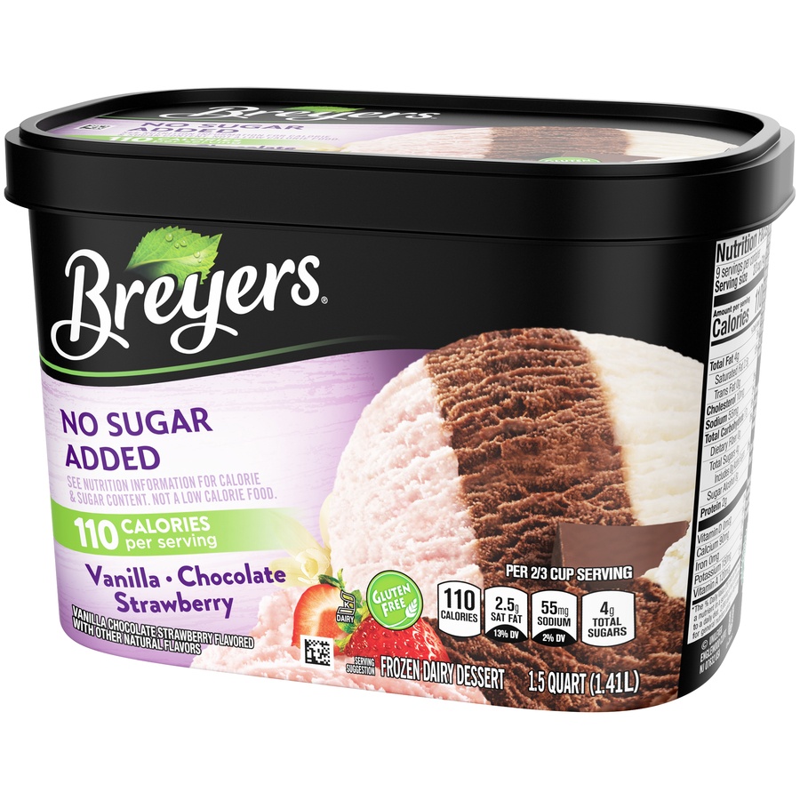 slide 3 of 7, Breyers No Sugar Added Vanilla Chocolate Strawberry Ice Cream, 48 oz
