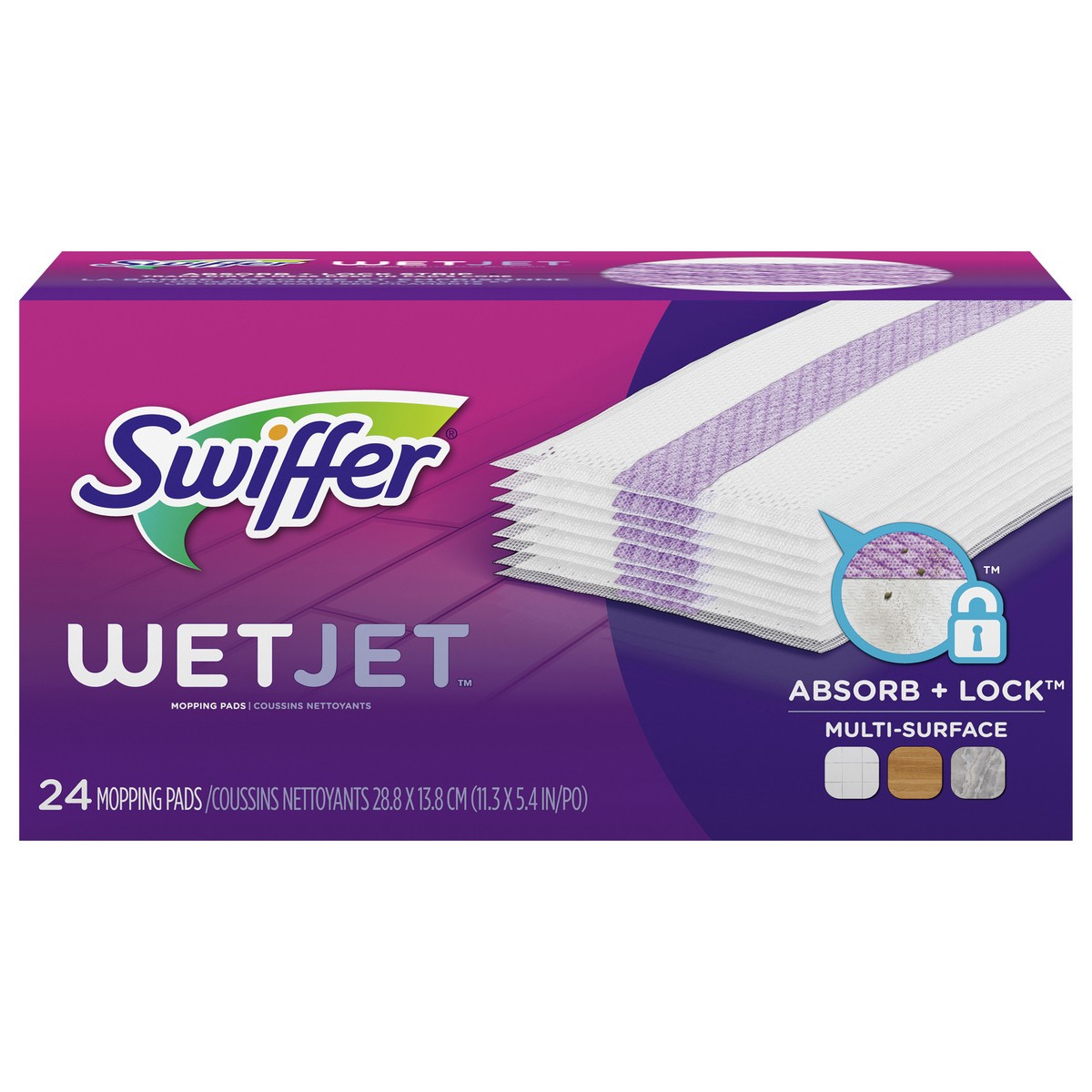 slide 1 of 4, Swiffer WetJet Multi-Surface Floor Cleaner Spray Moping Pads Refill - Unscented - 24ct, 24 ct