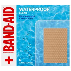 BAND-AID Brand Clear Waterproof Adhesive Bandages, Jumbo, 6 ct