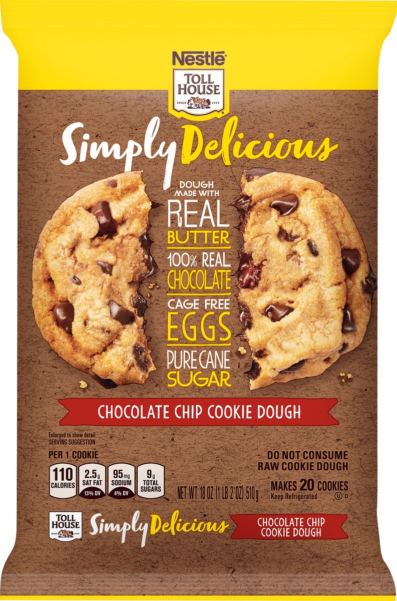 slide 7 of 8, Nestlé toll house simply delicious chocolate chip cookie dough, 18 oz