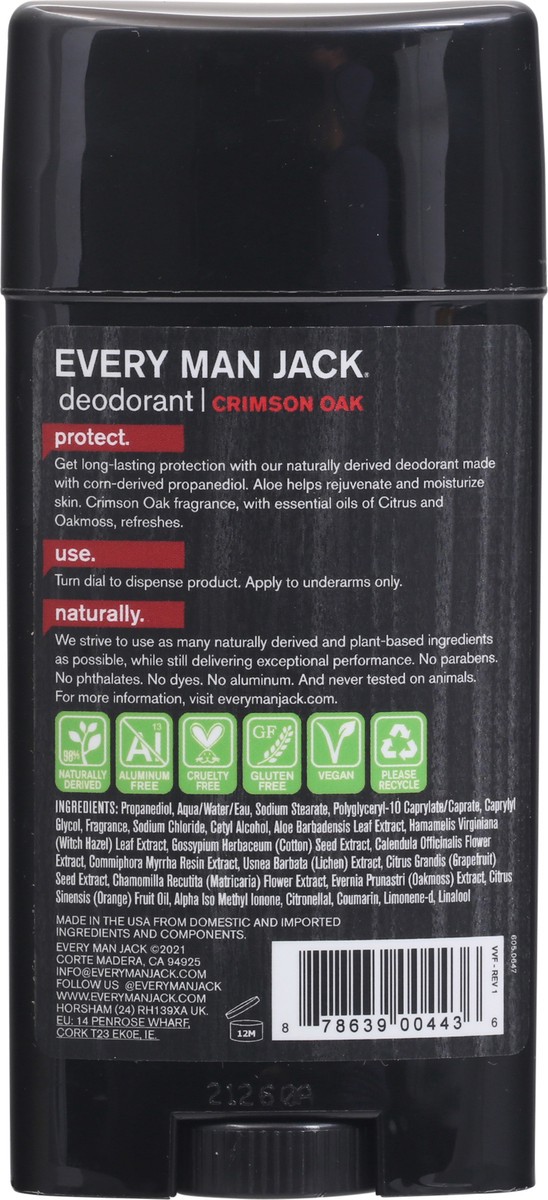 slide 2 of 9, Every Man Jack Crimson Oak Aluminum-Free Deodorant for Men, Naturally Derived, 3 oz, 3 oz
