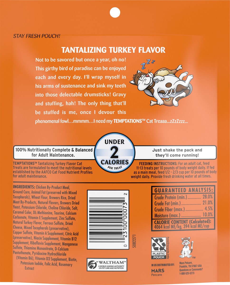 slide 5 of 9, Temptations Classic Crunchy And Soft Cat Treats Tantalizing Turkey Flavor, 6.3 Oz. Pouch, 6.3 oz