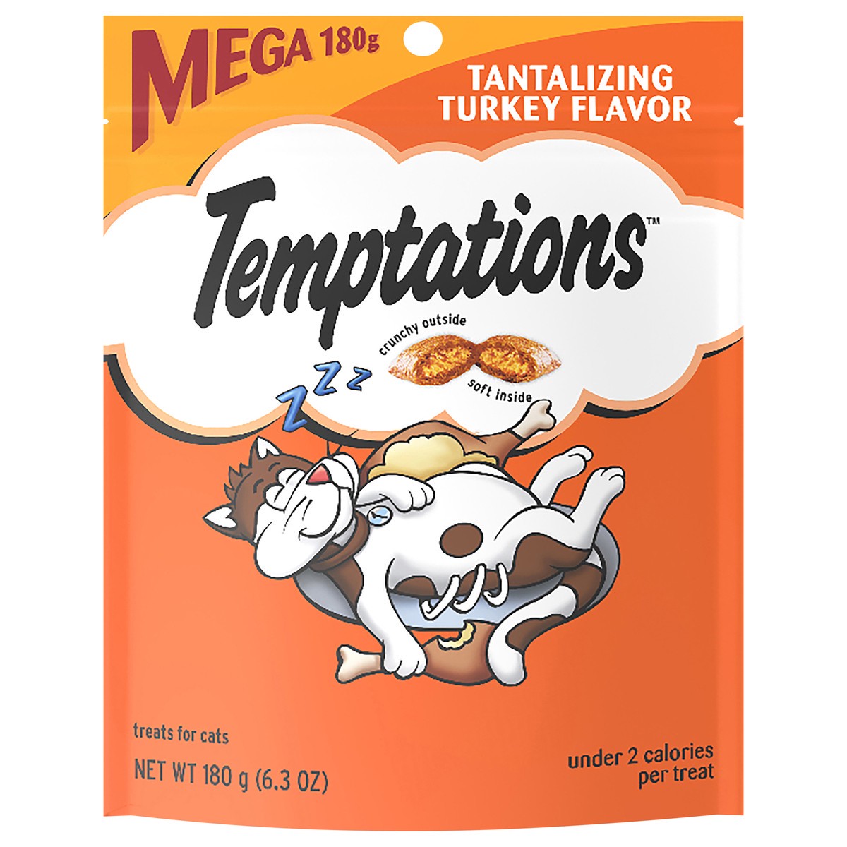 slide 1 of 9, Temptations Mega Tantalizing Turkey Flavor Treats for Cats 6.3 oz, 6.3 oz