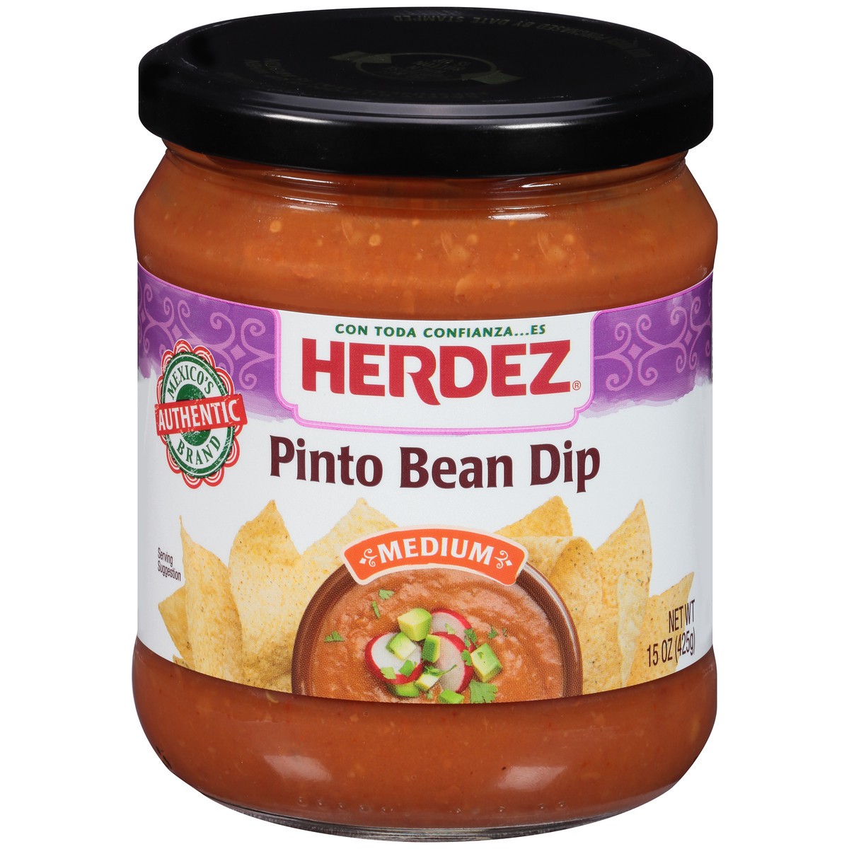 slide 1 of 11, Herdez Pinto Bean Dip Medium 15 oz. Jar, 15 oz