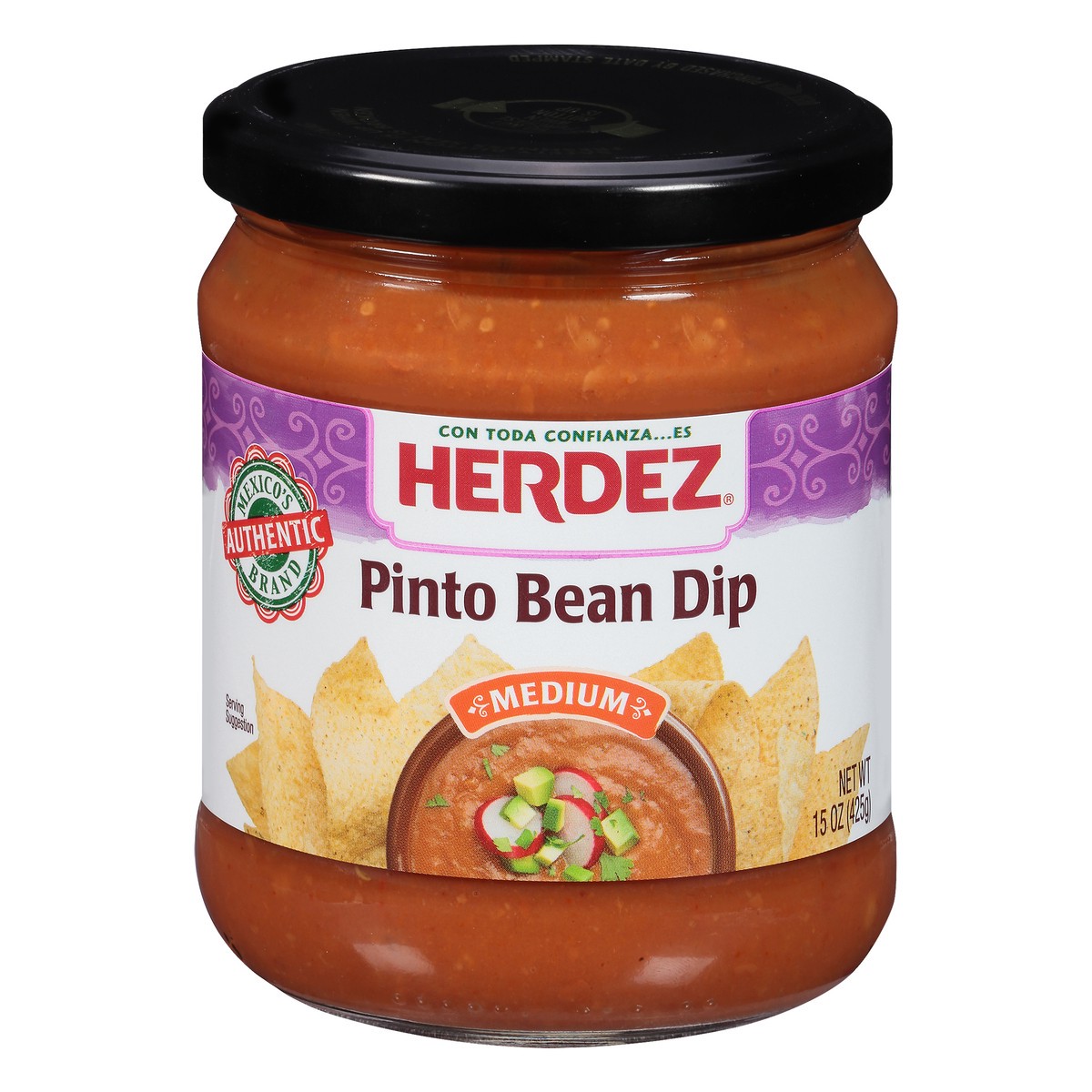 slide 8 of 11, Herdez Pinto Bean Dip Medium 15 oz. Jar, 15 oz