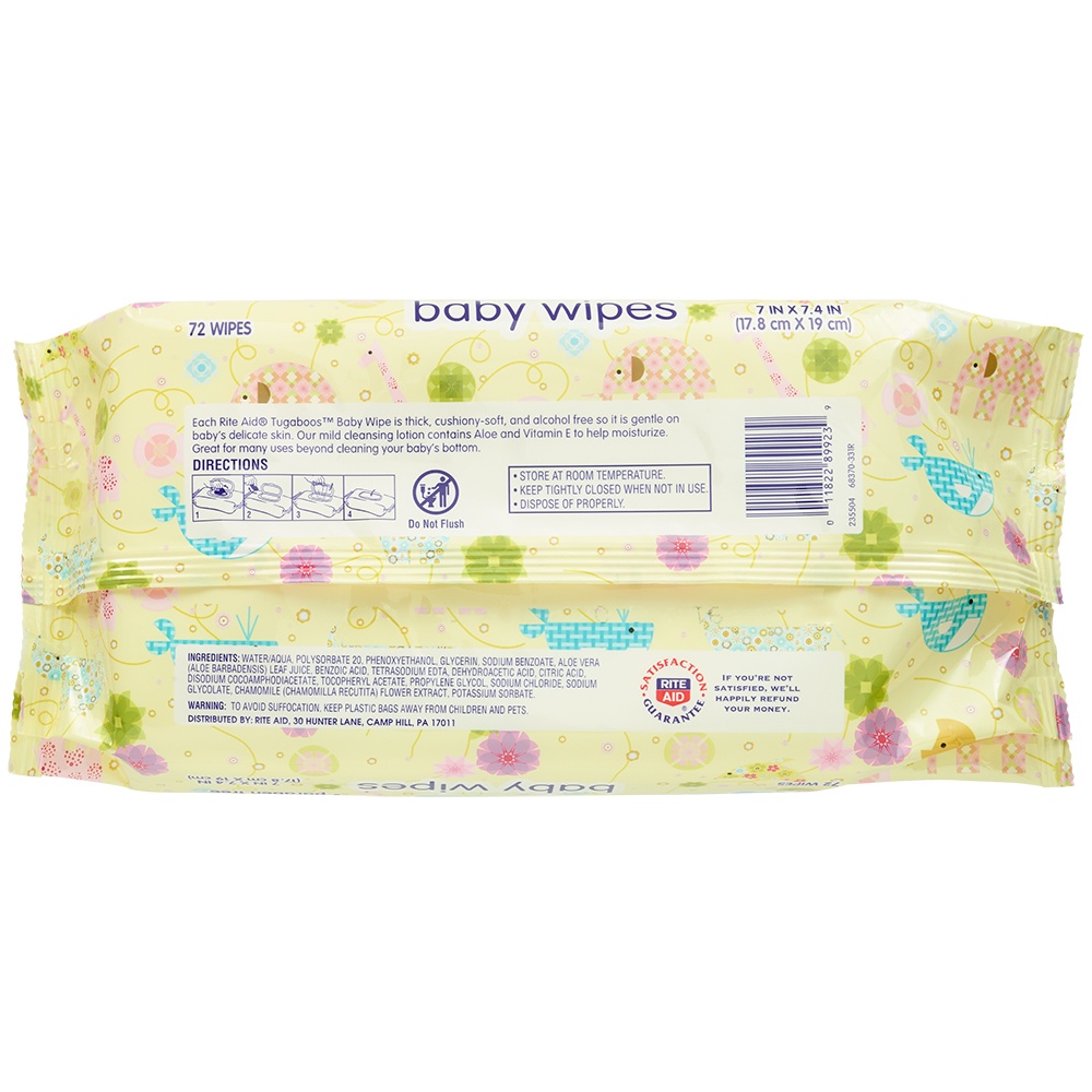 slide 2 of 3, Rite Aid Tugaboos Baby Wipes, Fragance Free, 72 ct