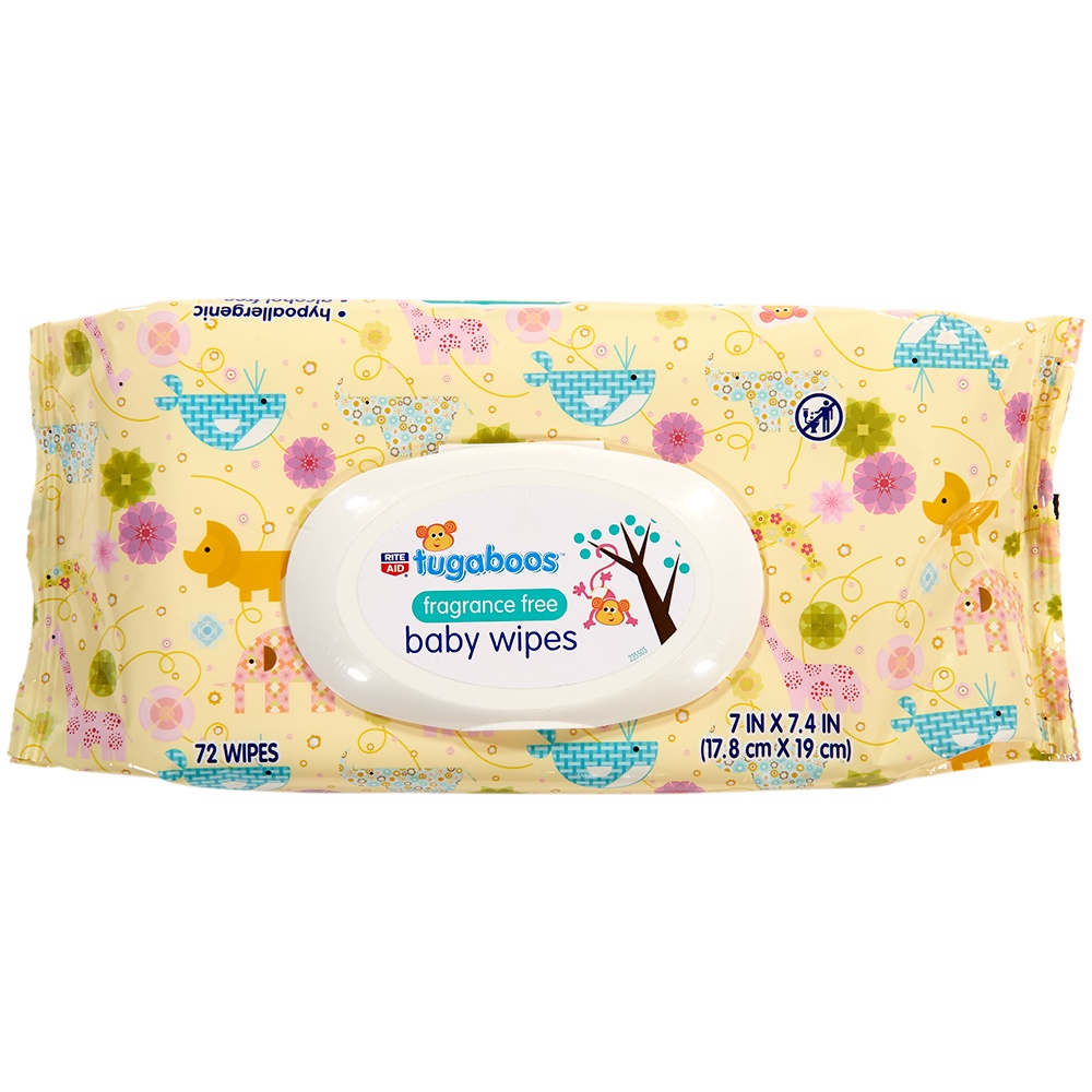 slide 1 of 3, Rite Aid Tugaboos Baby Wipes, Fragance Free, 72 ct