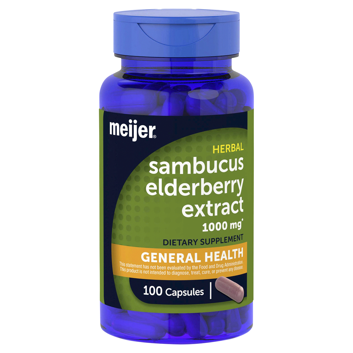 slide 1 of 5, Meijer Wellness Meijer Sambucus Elderberry Extract Capsules, 100 ct; 1000 mg