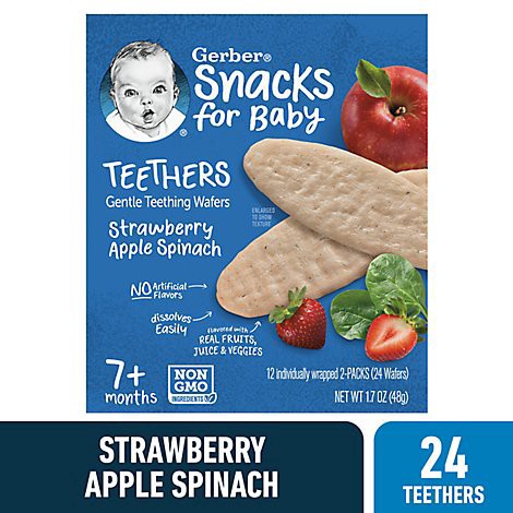 slide 1 of 1, Gerber Strawberry Apple Spinach Snack Box For Baby Teethers - 12-1.7 Oz, 20.40 oz